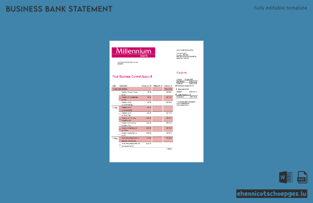 Beispielvorschau für den Jahresabschluss der Millennium Bank (Word und PDF)